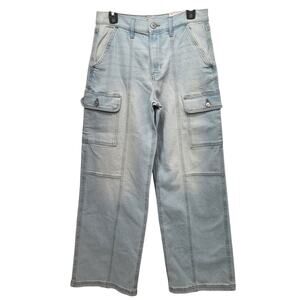NWT SO High Rise Cargo Wide Leg Light Wash Denim Junior Jeans Women's 9